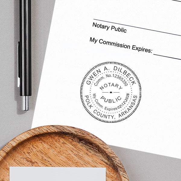 Example of Arkansas Notary Pink Seal Embosser Impression