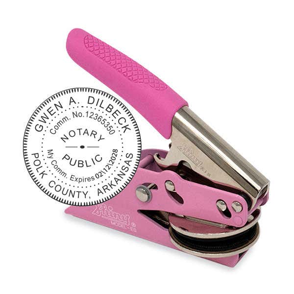 Arkansas Notary Pink Seal Embosser and Impression