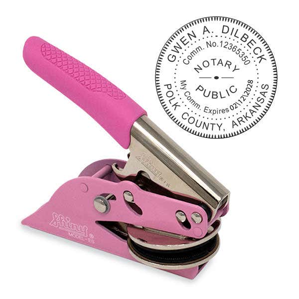 Arkansas Notary Round Pink Seal Embosser