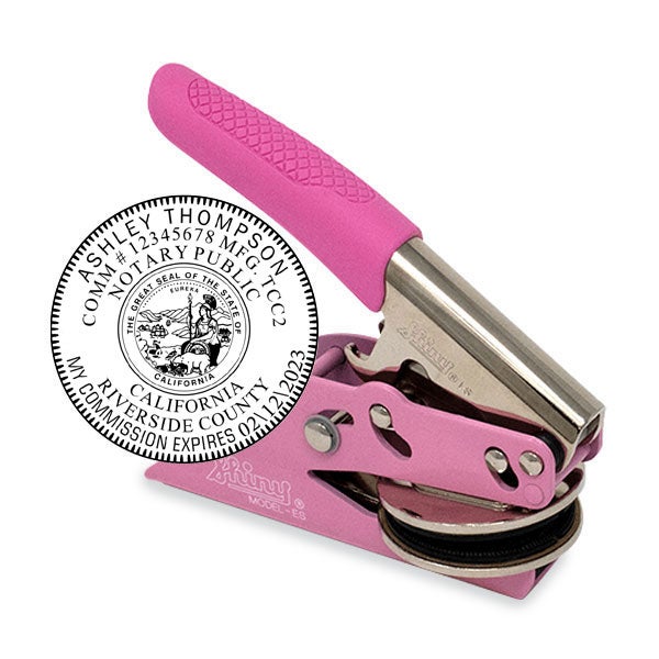 California Notary Pink Seal Embosser - Round with Seal