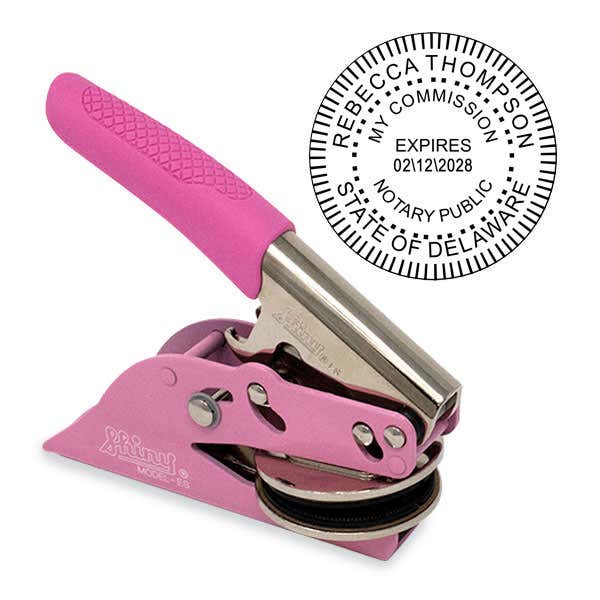 Delaware Notary Round Pink Seal Embosser