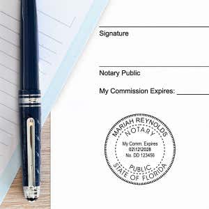 Florida Notary Pink Seal Embosser - Round Impression on Paper