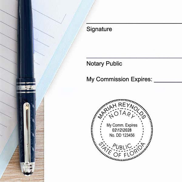 Florida Notary Pink Seal Embosser - Round Impression on Paper