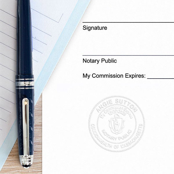 Another example of Massachusetts Notary Pink Seal Embosser - Round impression on paper