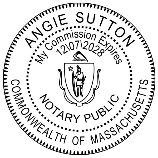Impression Only of Massachusetts Notary Pink Seal Embosser - Round