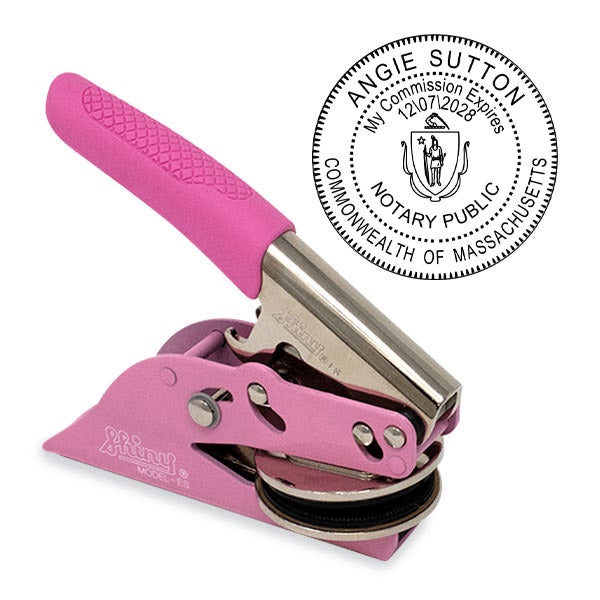 Massachusetts Notary Round Pink Seal Embosser