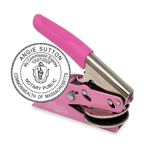Massachusetts Notary Pink Seal Embosser - Round