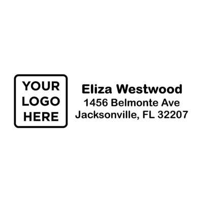 Custom 3 Line Rectangle Logo Stamp with Logo On Side - alternate view