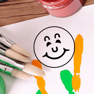 Smiley Face Round Border Stamp Imprint Example on Paper