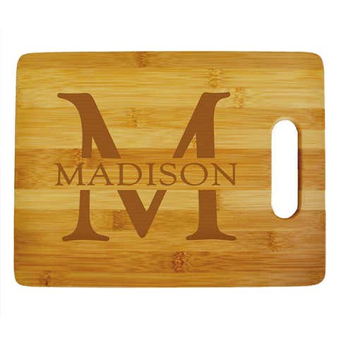 Last Name with Initial Monogram Large Cutting Board Corporate Gift
