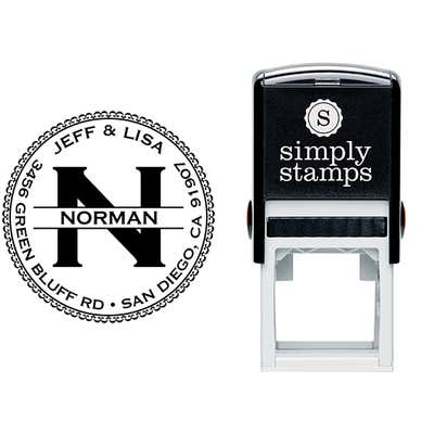 Last Name Round Personalized Address Stamp - alternate view