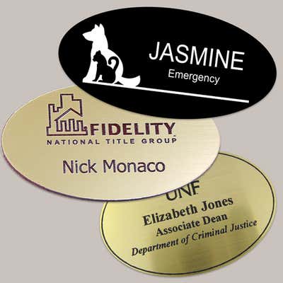 Engraved Oval Name Tag  - alternate view