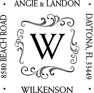 Decorative Square Monogram Address Stamp
