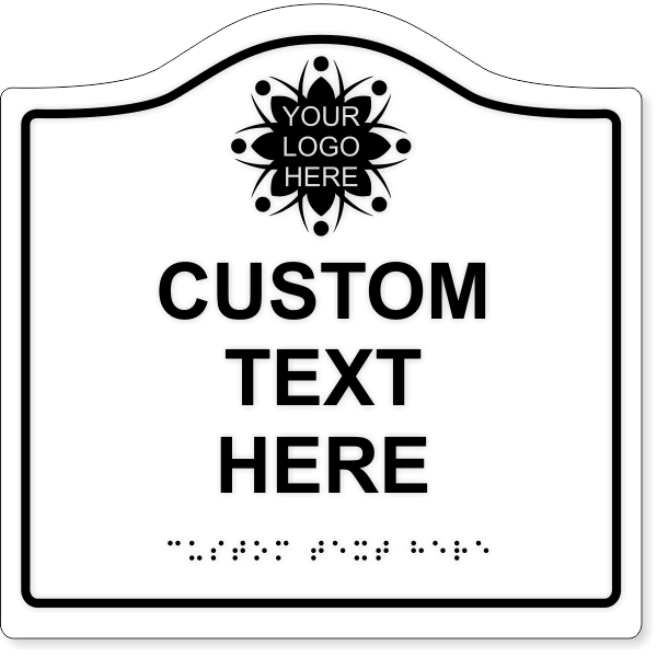 Interior Office Arched ADA Braille Sign with Logo
