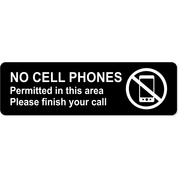 No Cell Phones Permitted Engraved Sign | 3" x 10"
