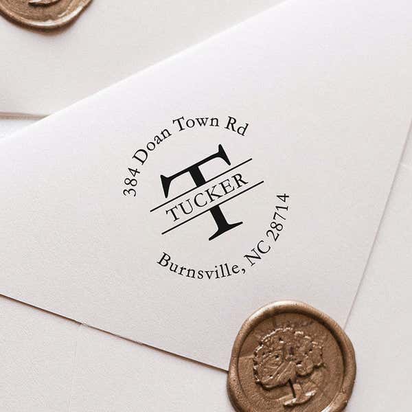 Example impression of the Monogram Self-Inking Return Address Rubber Stamp