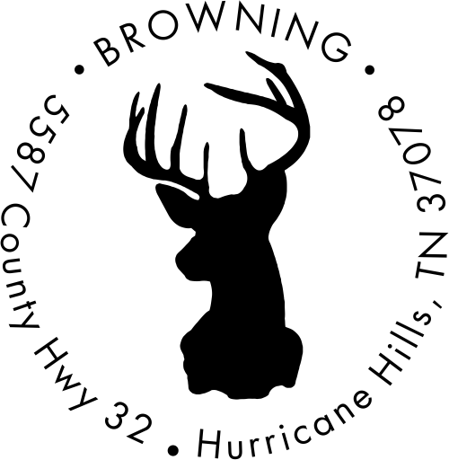 Deer Buck Round Animal Return Address Stamp