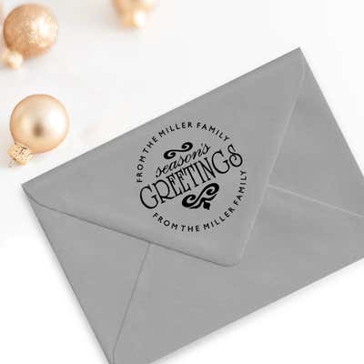 Season's Greetings Round Address Stamp - alternate view
