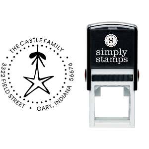 Holiday Star Christmas Ornament Address Stamp Body and Imprint