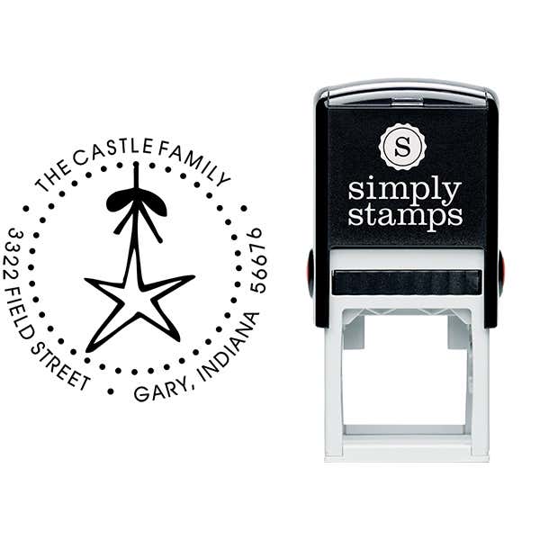 Holiday Star Christmas Ornament Address Stamp Body and Imprint