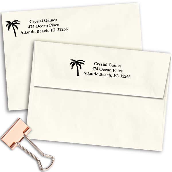 Personalized Address Stamp with Palm Tree