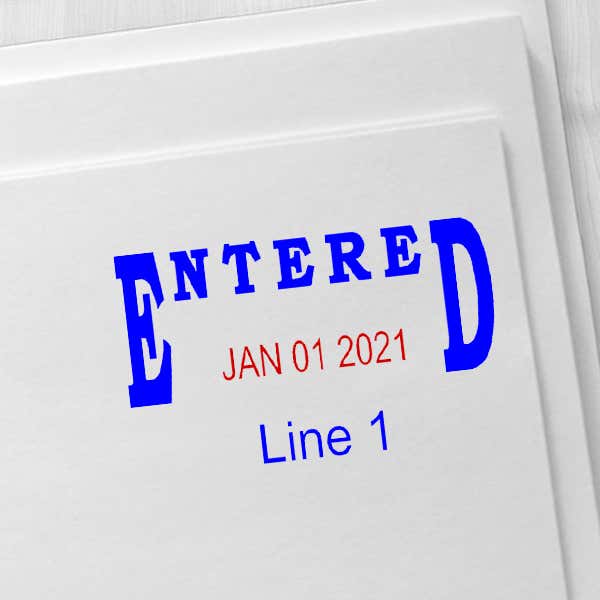 Trodat Professional Entered Date Stamp Imprint Example on Paper