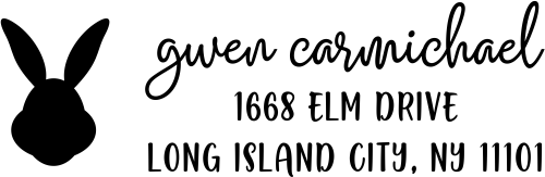 Bunny Rabbit Custom Animal Return Address Stamp