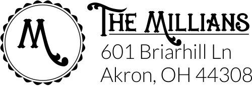 Whimsical Millian Monogram Address Stamp