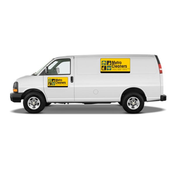 Van with Car Magnetic Signs Multiple Sizes | Set of 2