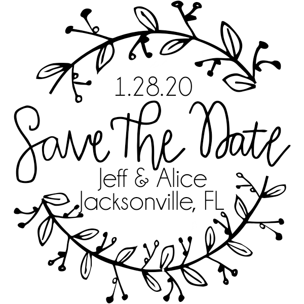 Round Garland Save the Date Stamp