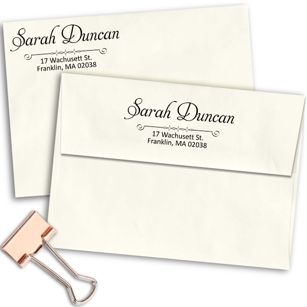 Duncan Handwritten Address Stamp Imprint Examples on Envelopes