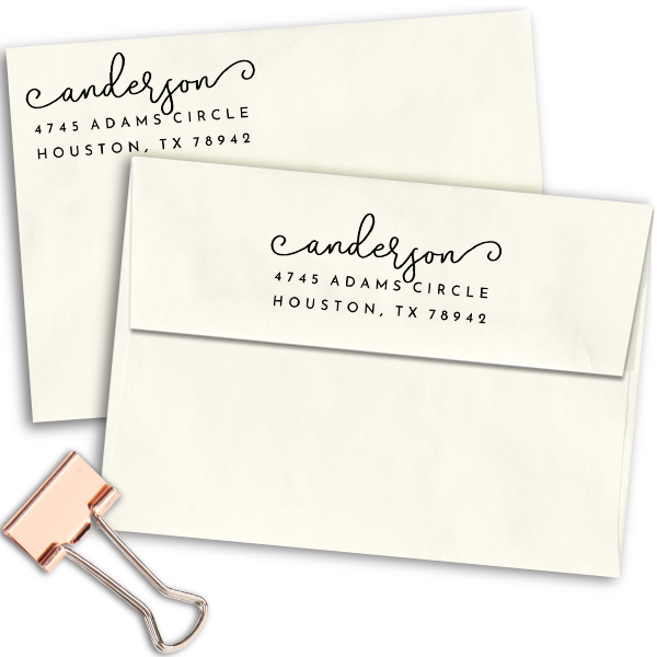 Anderson Handwritten Address Stamp Imprint  Example
