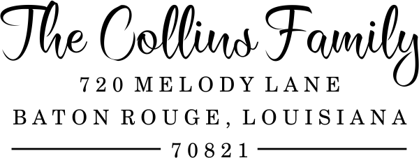 Collins Script Address Stamp