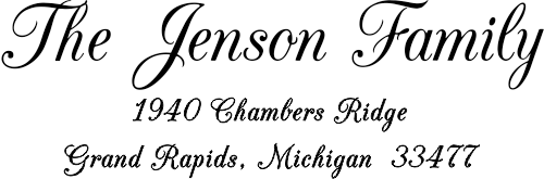 Jenson Family Handwritten Address Stamp