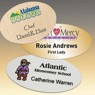 Full Color Custom Oval Name Tag - alternate view