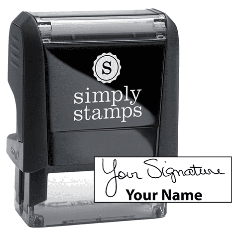 Small Signature Stamp with Name at Bottom, 1/2" x 1 1/2" Impression Size