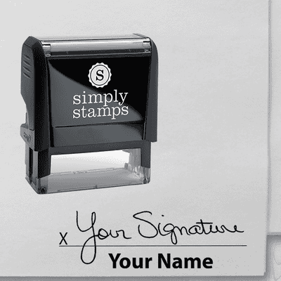 Large Signature Stamp with Name at Bottom, 3/4" x 2 1/4" Impression Size - alternate view