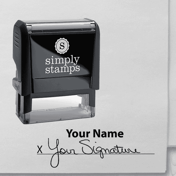 Medium Signature Stamp with Name at Top, 1/2" x 2" Impression Size