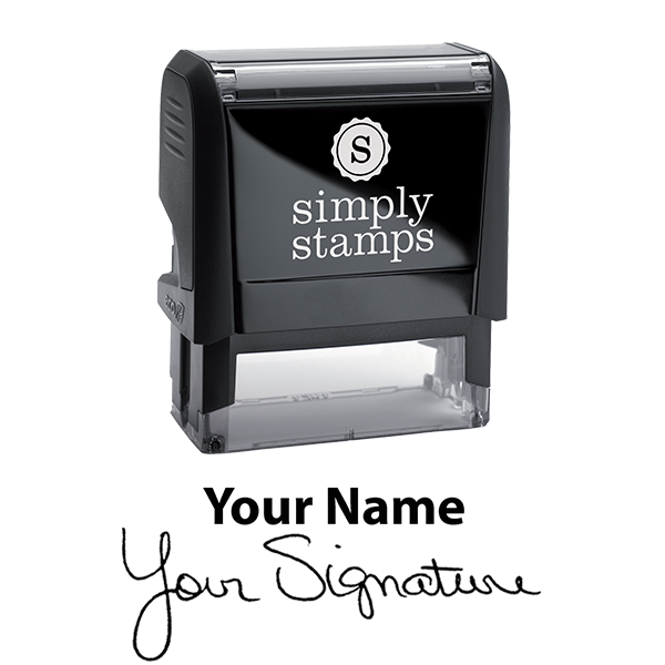 Large Signature Stamp with Name at Top, 3/4" x 2 1/4" Impression Size