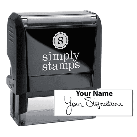 Extra Large Signature Stamp with Name at Top, 1" x 2.5" Impression Size