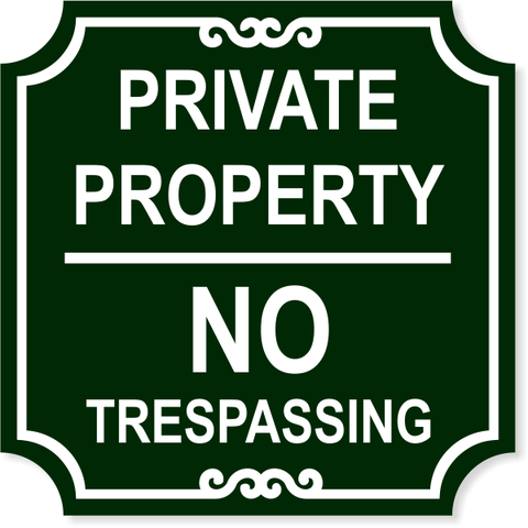 Private Property 12" x 12" No Trespassing Engraved Sign