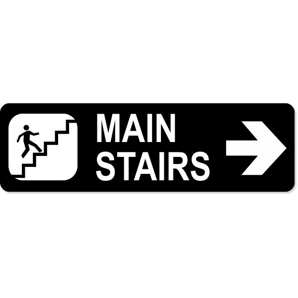 Stairs Right 3" x 10" Arrow Sign