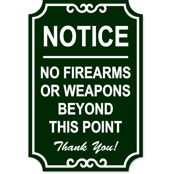 No Firearms 18" x 12" Ornate Sign
