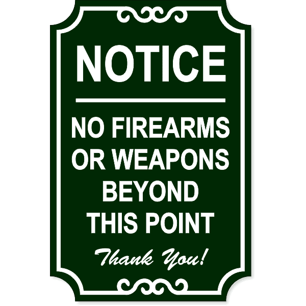 No Firearms Ornate Sign