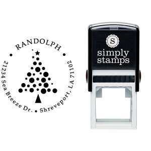 Polka Dot Christmas Tree Return Address Stamp Body and Imprint