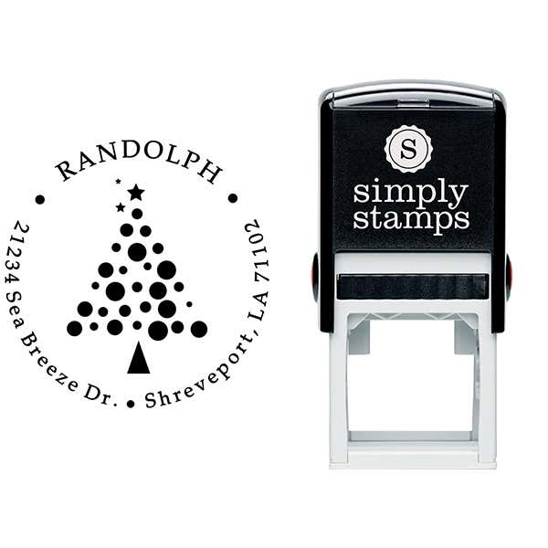 Polka Dot Christmas Tree Return Address Stamp Body and Imprint
