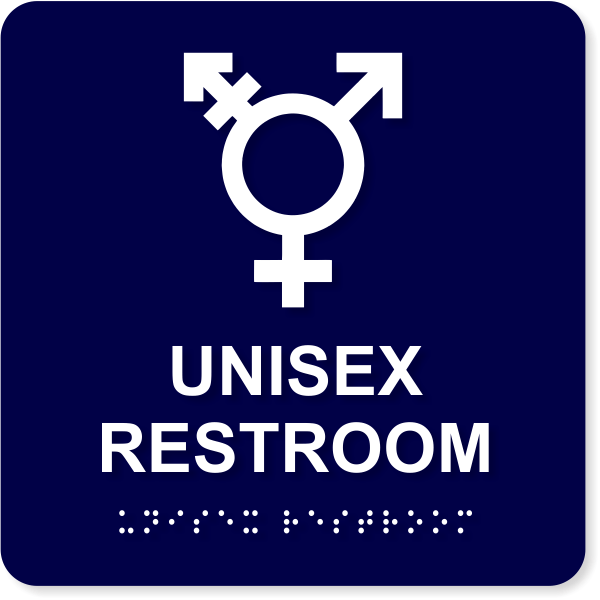 Plastic Unisex Symbol 8" x 8"ADA Braille Bathroom Sign