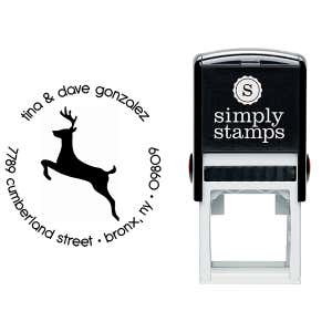 Holiday Deer Address Self-Inking Rubber Stamp Body and Imprint