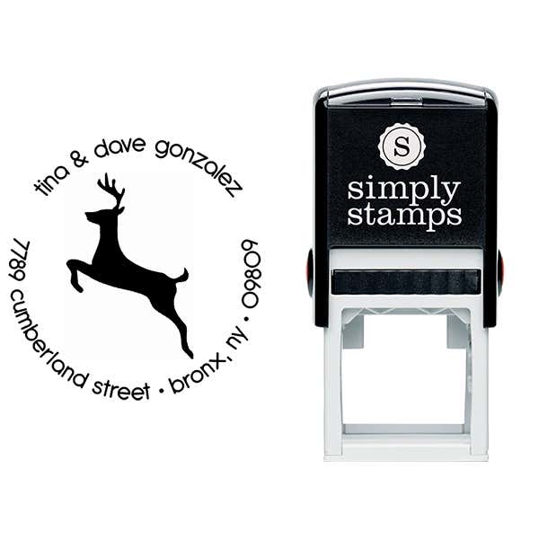 Holiday Deer Address Self-Inking Rubber Stamp Body and Imprint