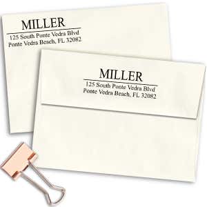 Large Last Name Address Stamp Imprint Examples on Envelopes